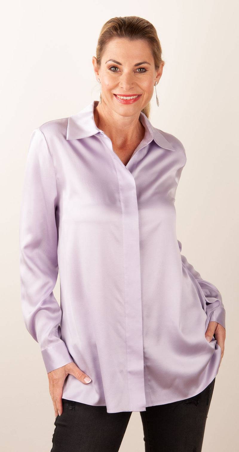 Herzensangelegenheit Seidenbluse Flieder