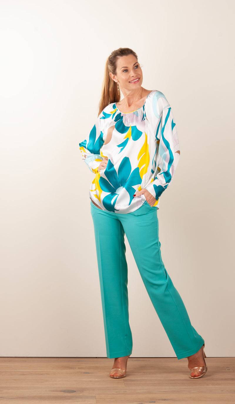 Herzensangelegenheit Seidenbluse Weiß | Multicolor