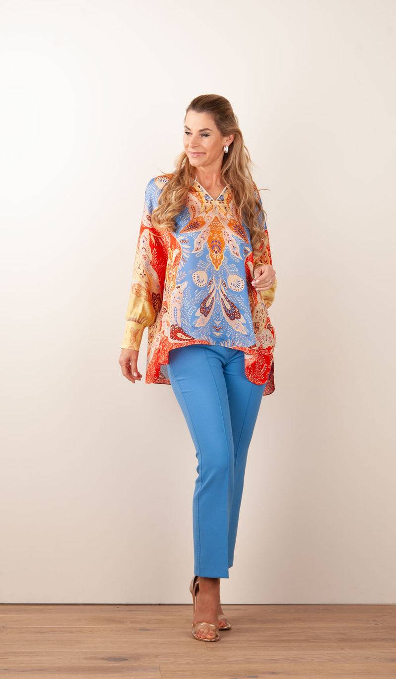 IVI Collection Bluse Blau | Rot | Multicolor