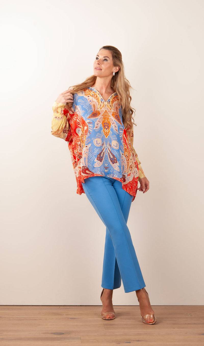 IVI Collection Bluse Blau | Rot | Multicolor