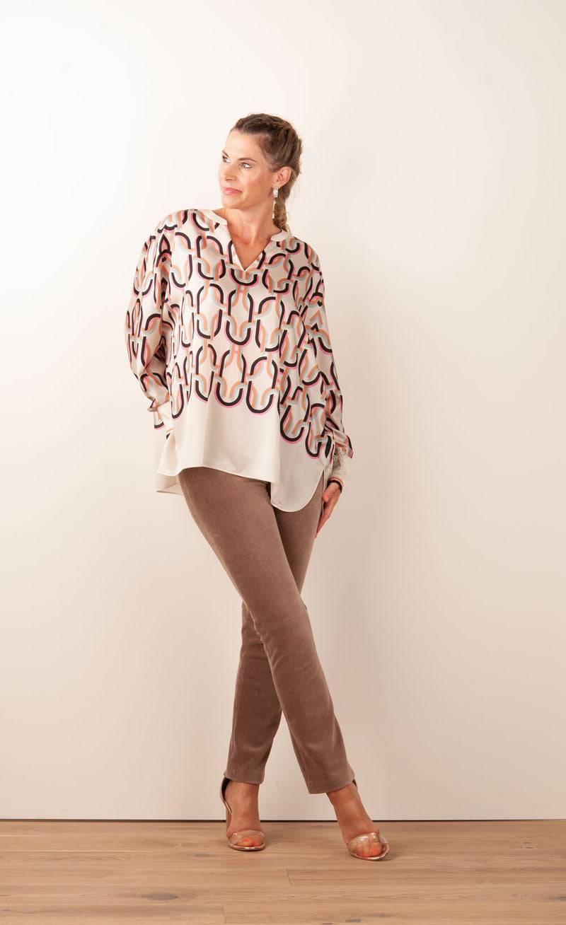 IVI Collection Bluse „Chain“ Beige | Multicolor