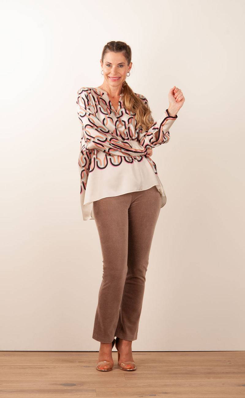 IVI Collection Bluse „Chain“ Beige | Multicolor