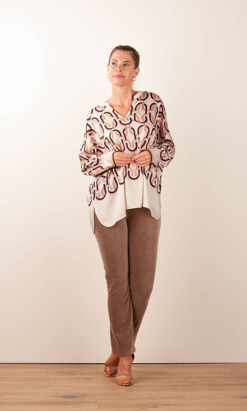 IVI Collection Bluse „Chain“ Beige | Multicolor