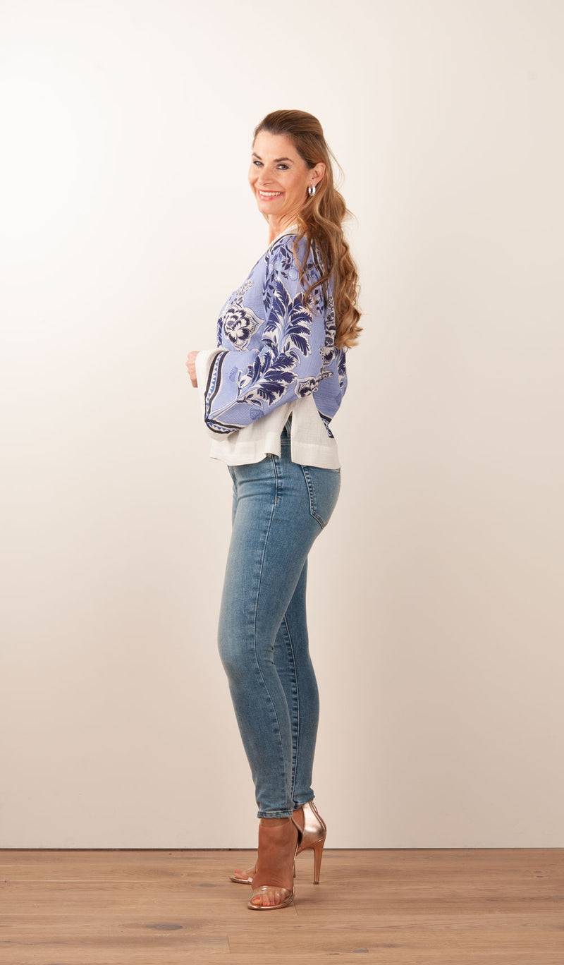 IVI Collection Blusenshirt Creme | Blau