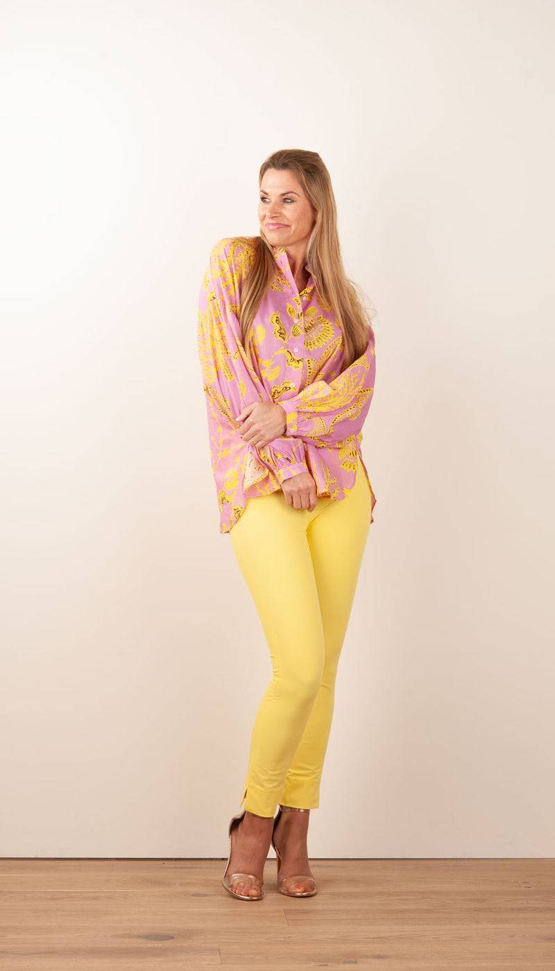 IVI Collection Blusenshirt Rosa | Gelb
