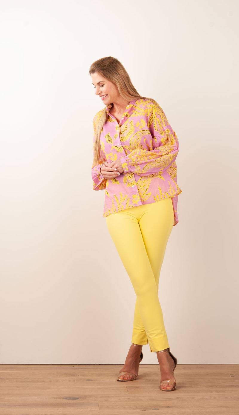 IVI Collection Blusenshirt Rosa | Gelb