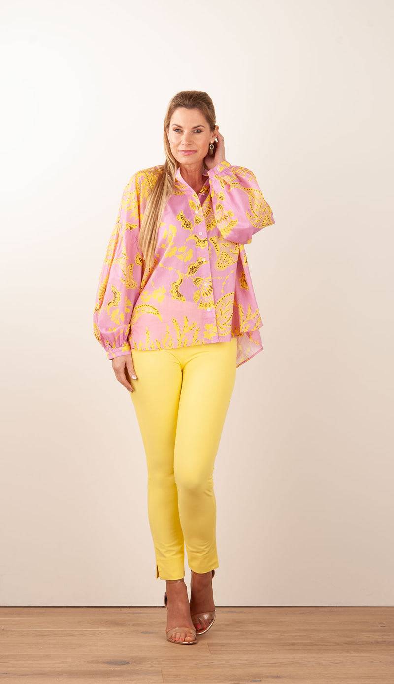 IVI Collection Blusenshirt Rosa | Gelb