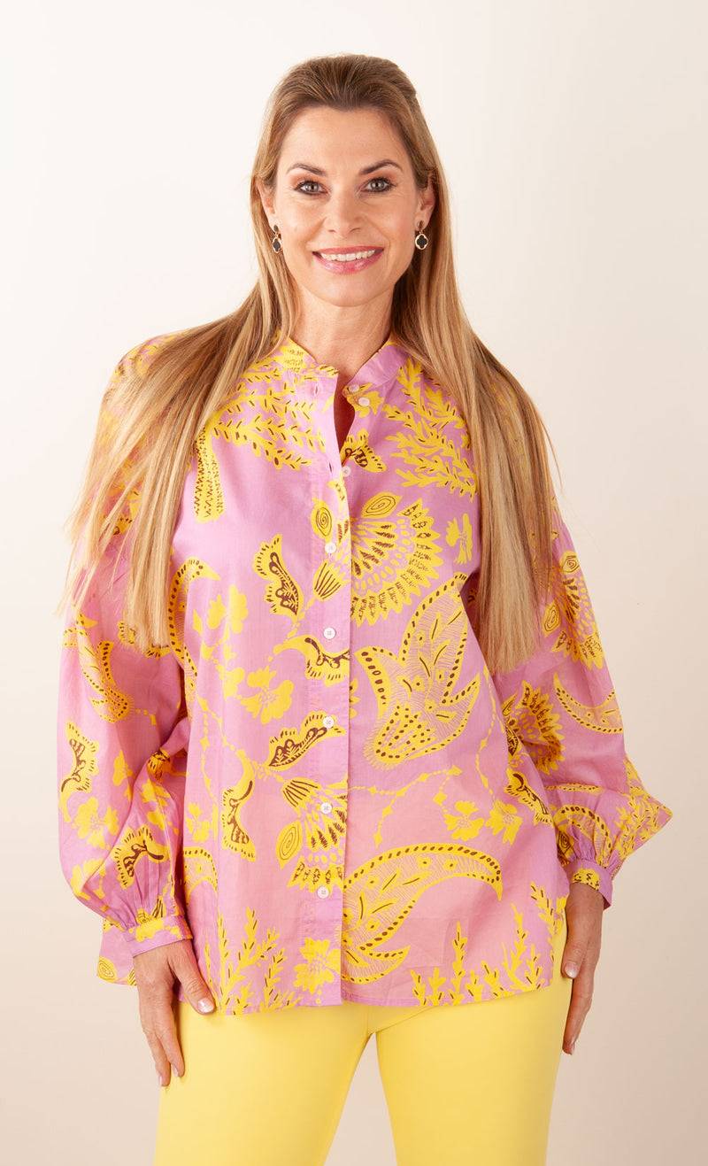 IVI Collection Blusenshirt Rosa | Gelb
