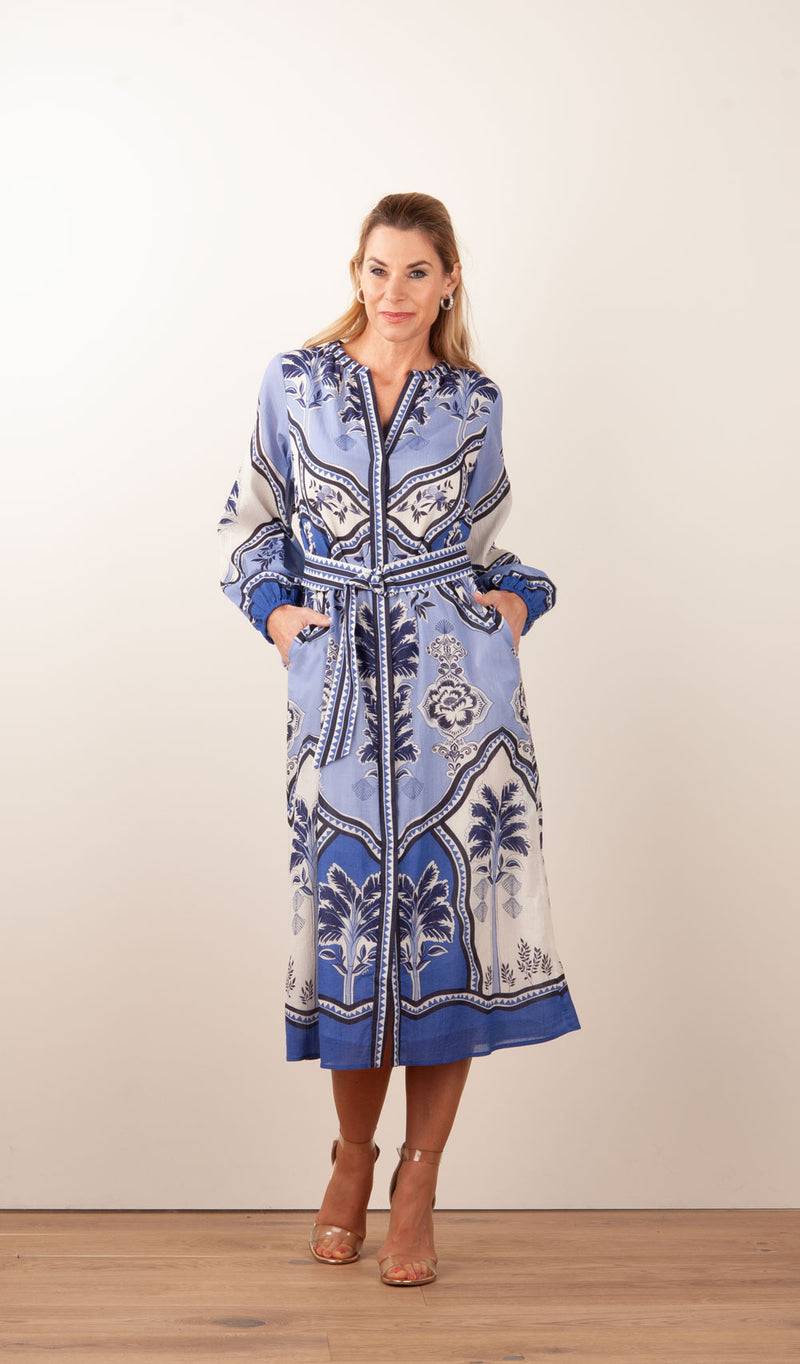 IVI Collection Kleid Creme | Blau