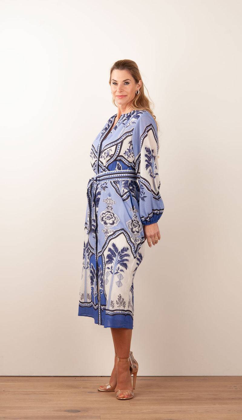 IVI Collection Kleid Creme | Blau