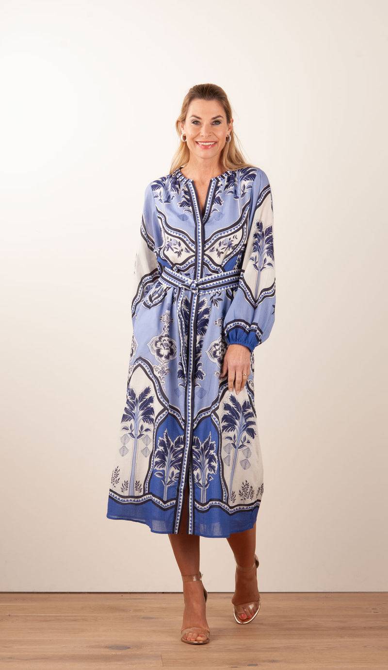 IVI Collection Kleid Creme | Blau