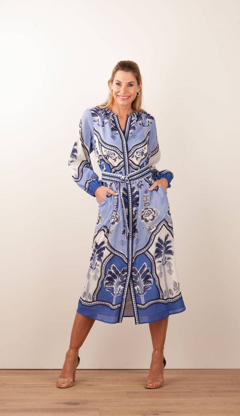 IVI Collection Kleid Creme | Blau