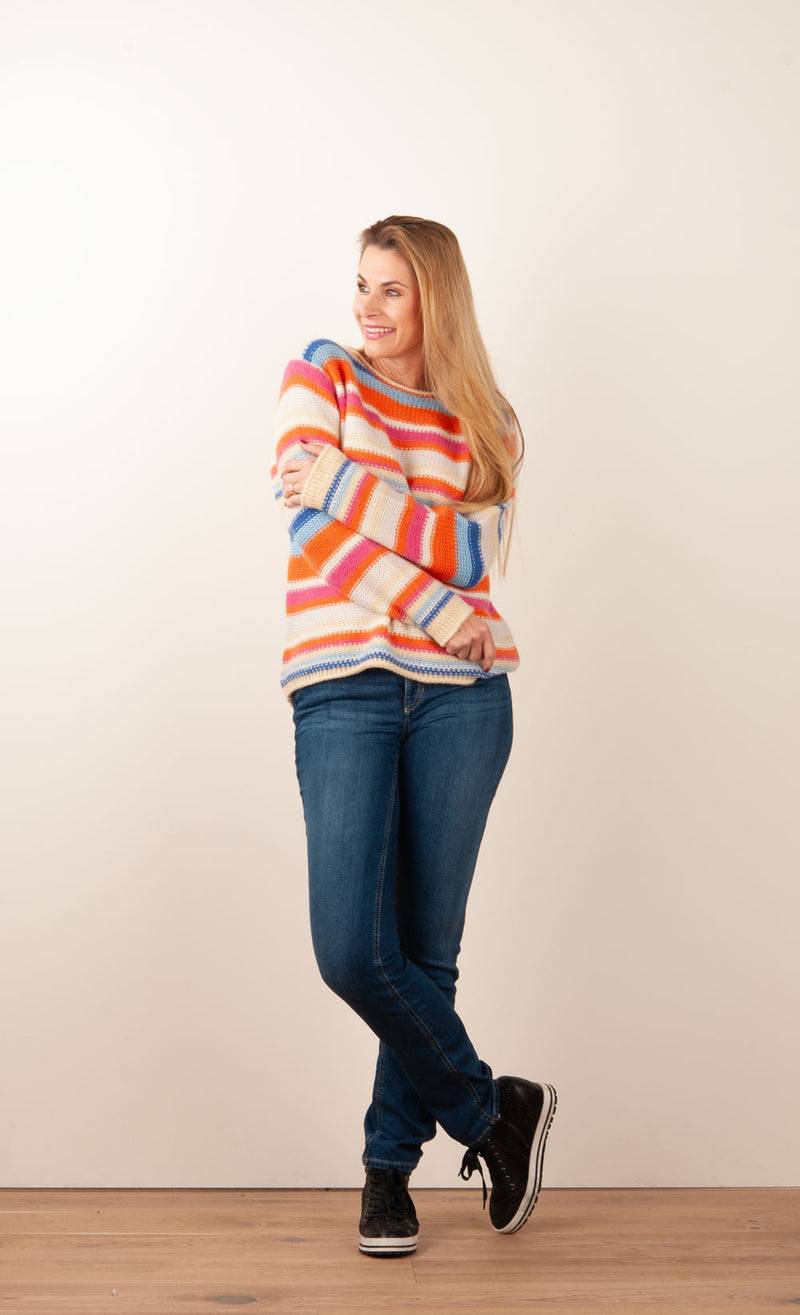Kitted In Cashmere Kaschmir Pullover Beige | Orange | Multicolor