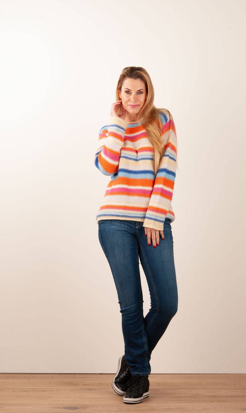 Kitted In Cashmere Kaschmir Pullover Beige | Orange | Multicolor