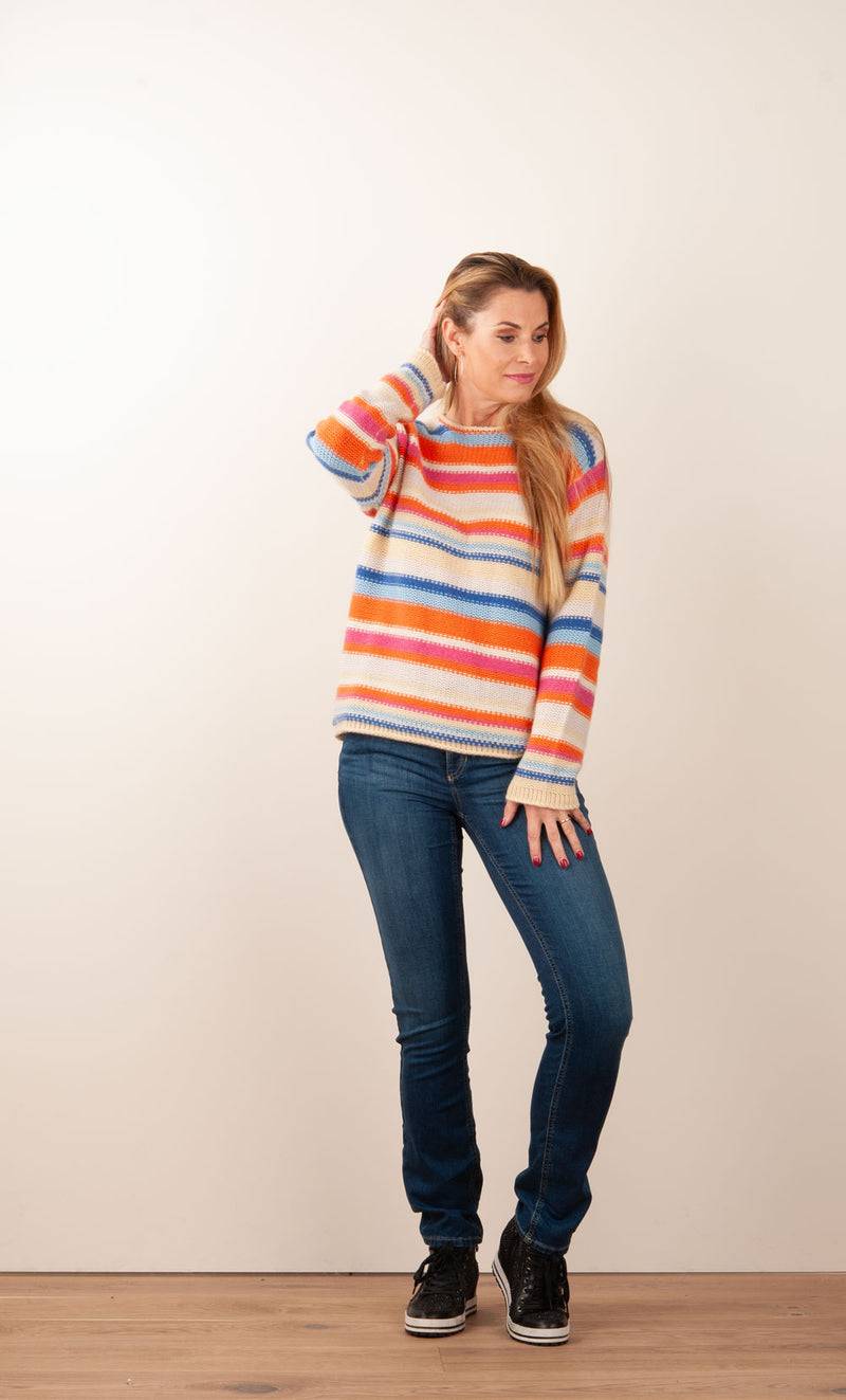 Kitted In Cashmere Kaschmir Pullover Beige | Orange | Multicolor
