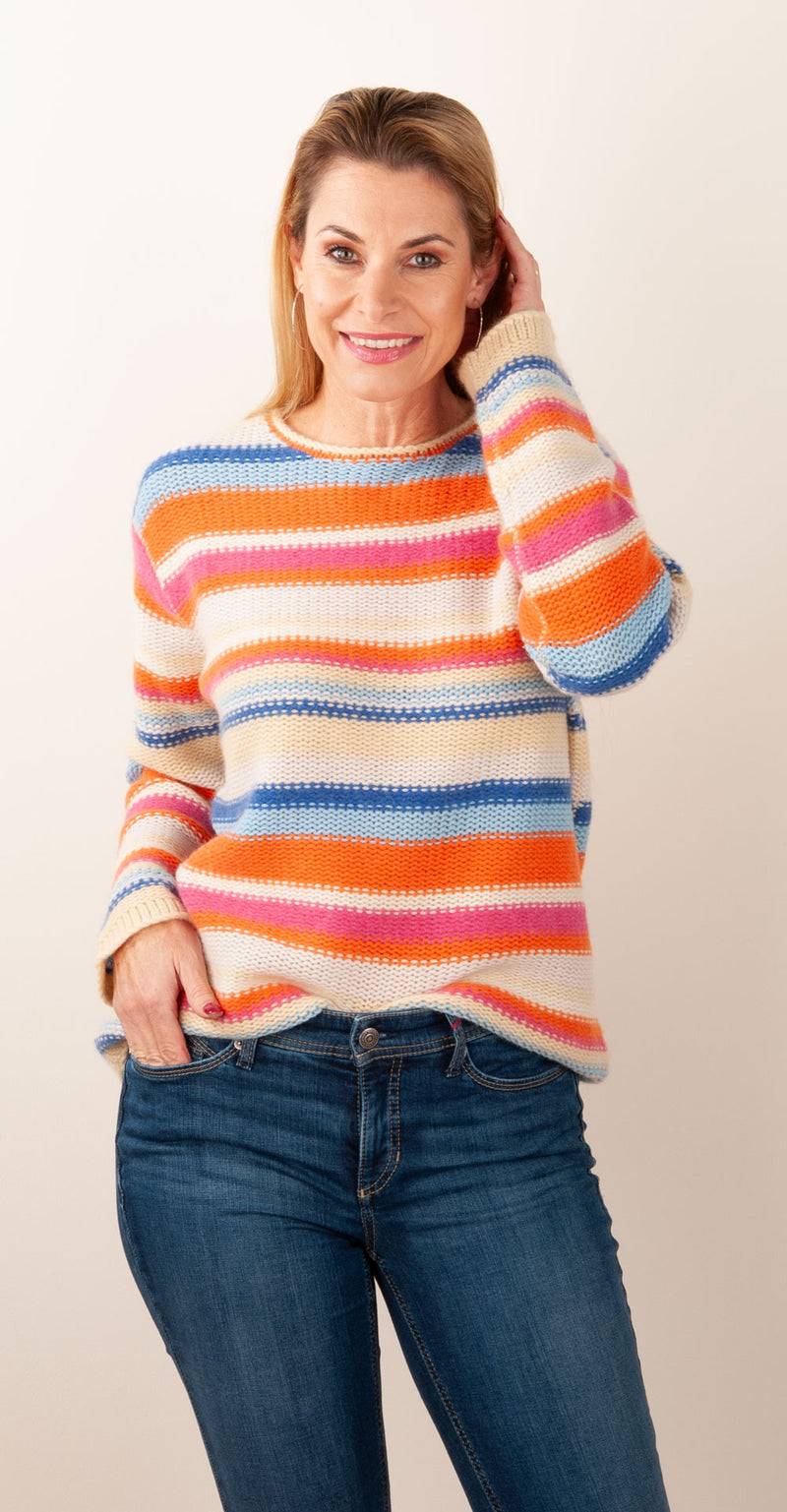 Kitted in Cashmere Kaschmir Pullover Beige | Orange | Multicolor