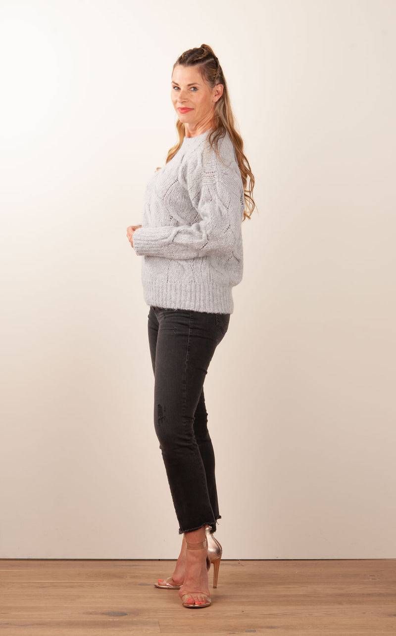 Kitted In Cashmere Kaschmir Pullover „Zopfstrick“ Grau