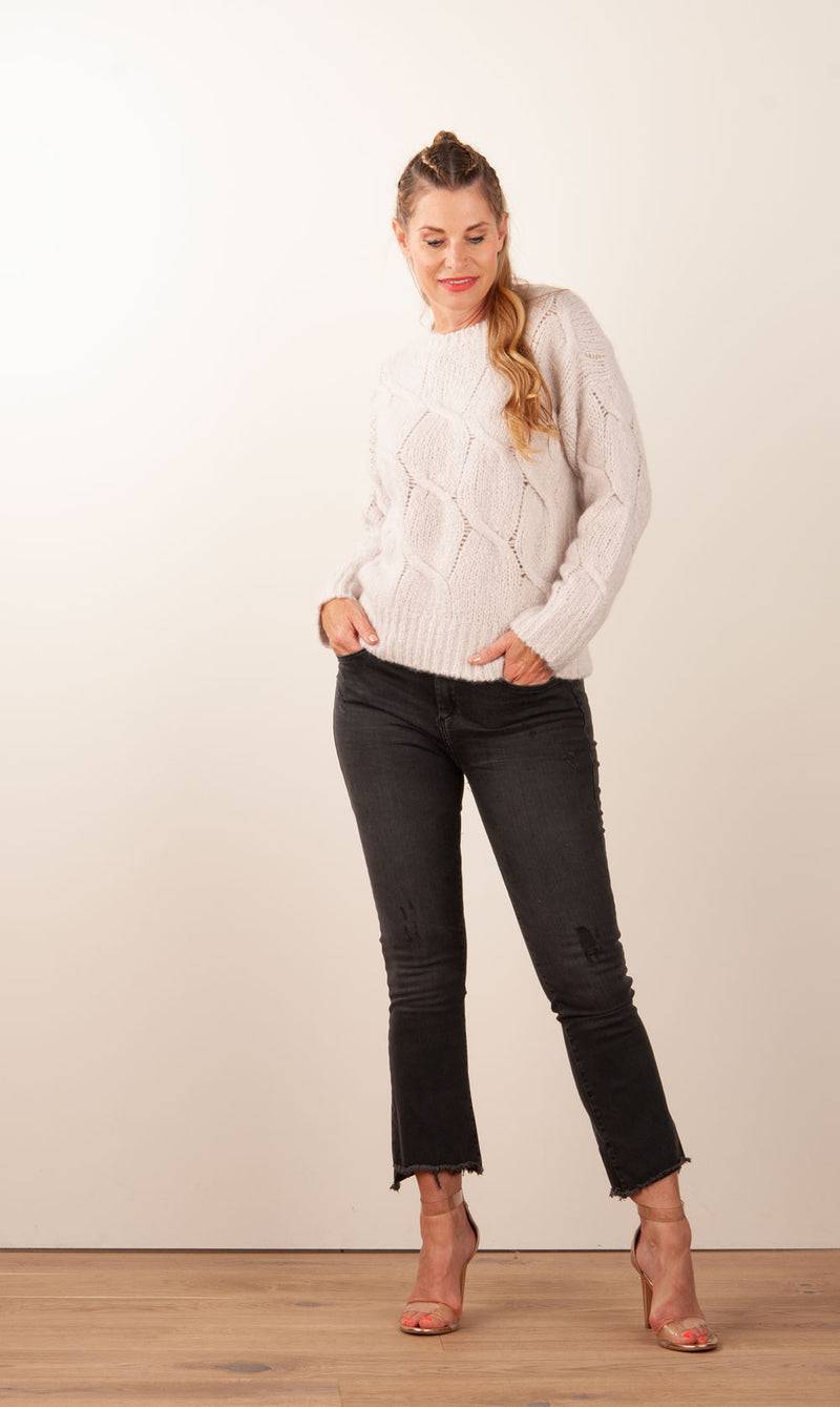 Kitted In Cashmere Kaschmir Pullover „Zopfstrick“ Hellbeige