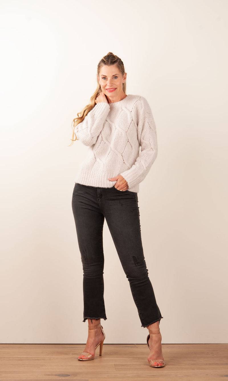 Kitted In Cashmere Kaschmir Pullover „Zopfstrick“ Hellbeige