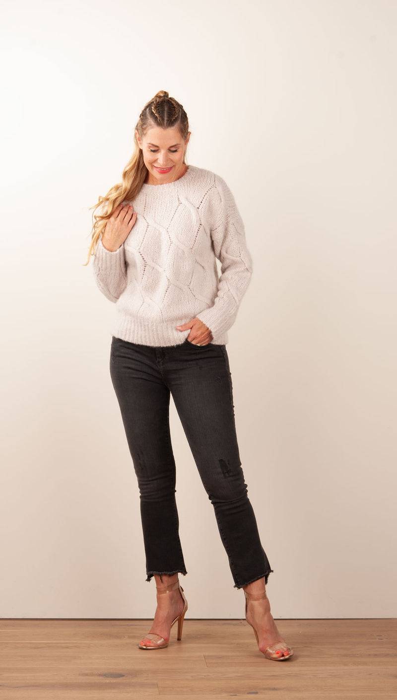 Kitted In Cashmere Kaschmir Pullover „Zopfstrick“ Hellbeige