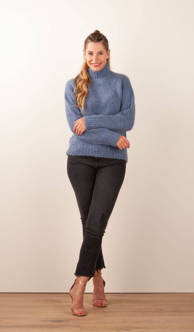 Kitted In Cashmere Kaschmir Pullover Jeansblau