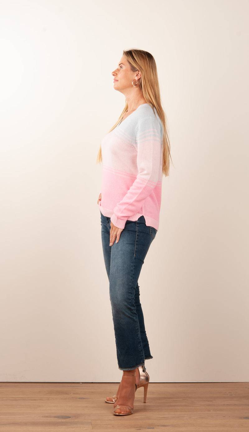 Kitted In Cashmere Kaschmir Pullover Rosa | Blau