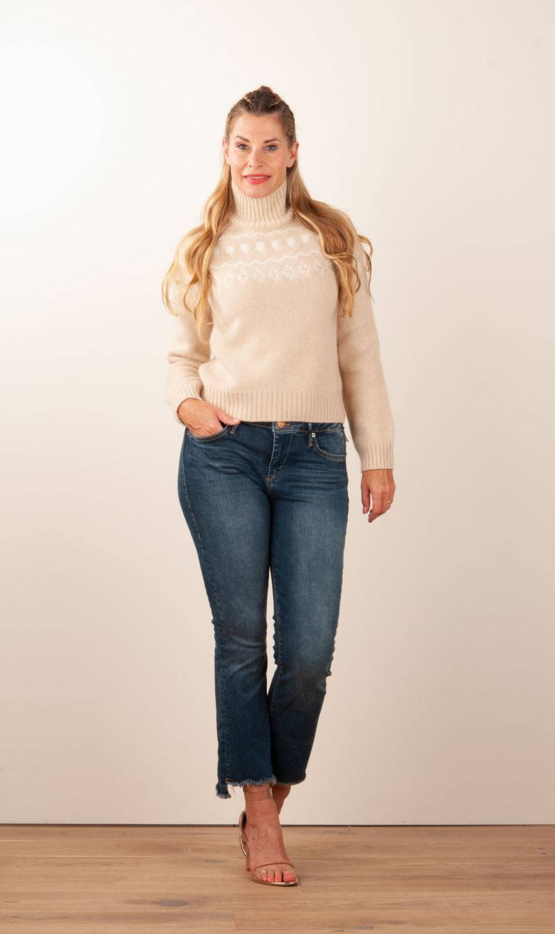 Kujten Kaschmir Pullover „Norweger“ Beige | Weiß