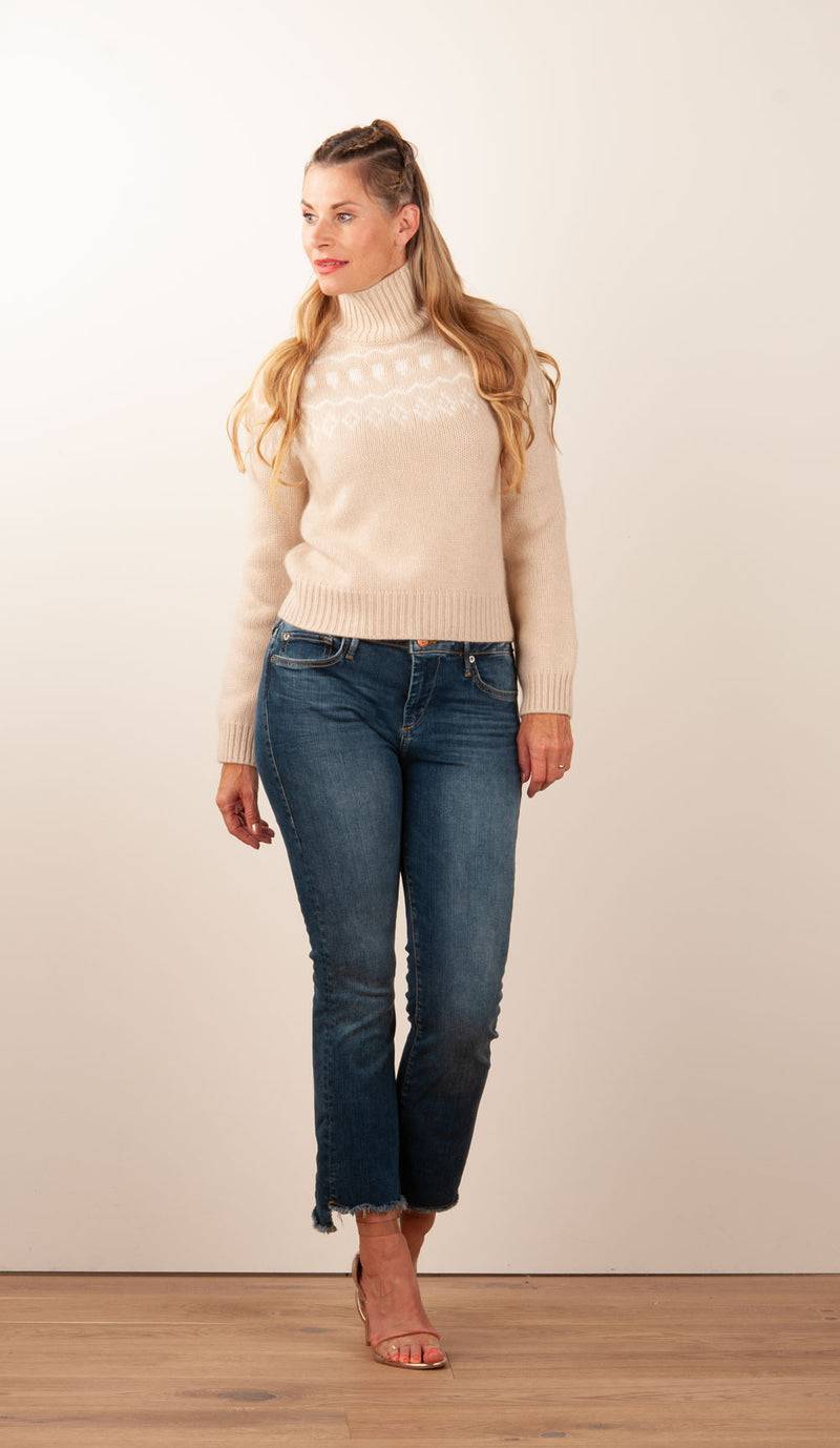 Kujten Kaschmir Pullover „Norweger“ Beige | Weiß