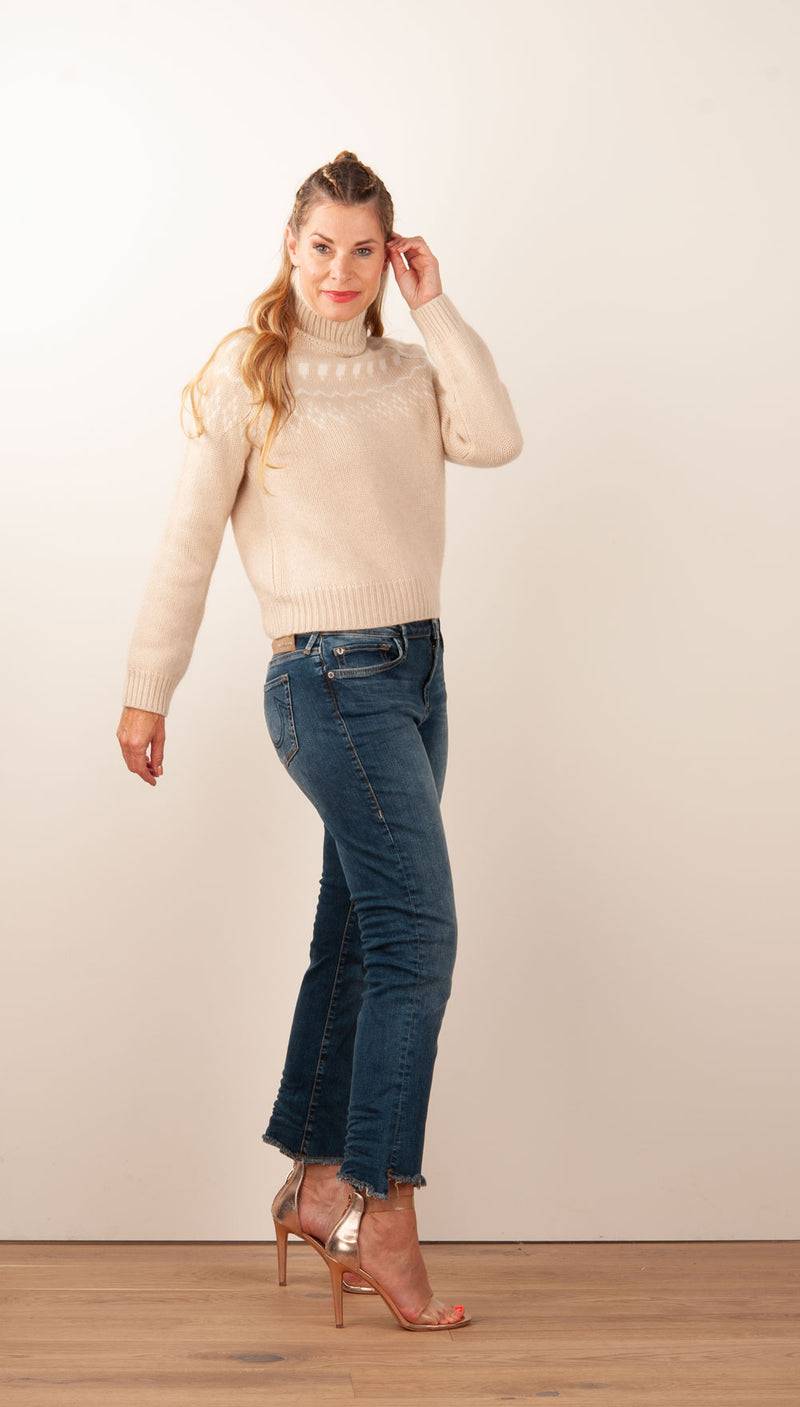 Kujten Kaschmir Pullover „Norweger“ Beige | Weiß