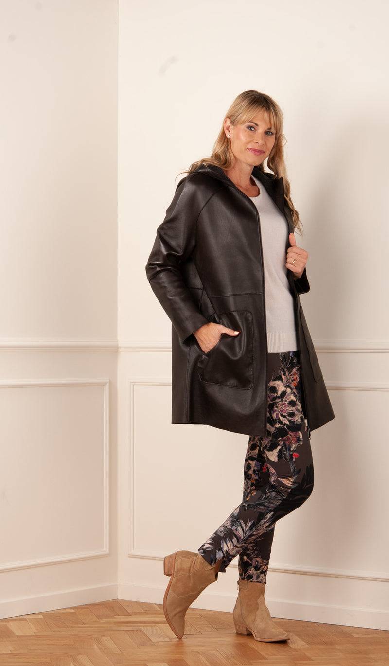 Leder Mantel „Maciockx“ Dunkelbraun