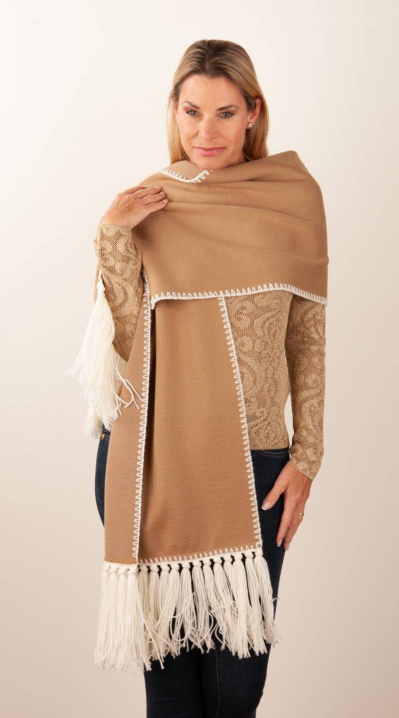 Luisa Spagnoli Schal Camel | Weiß