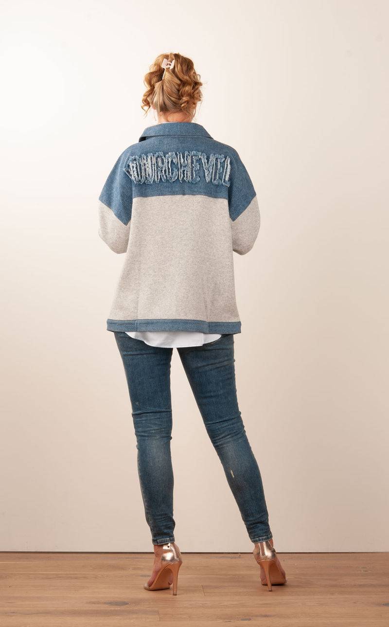 MAX & MOI Strickjacke Grau | Jeansblau