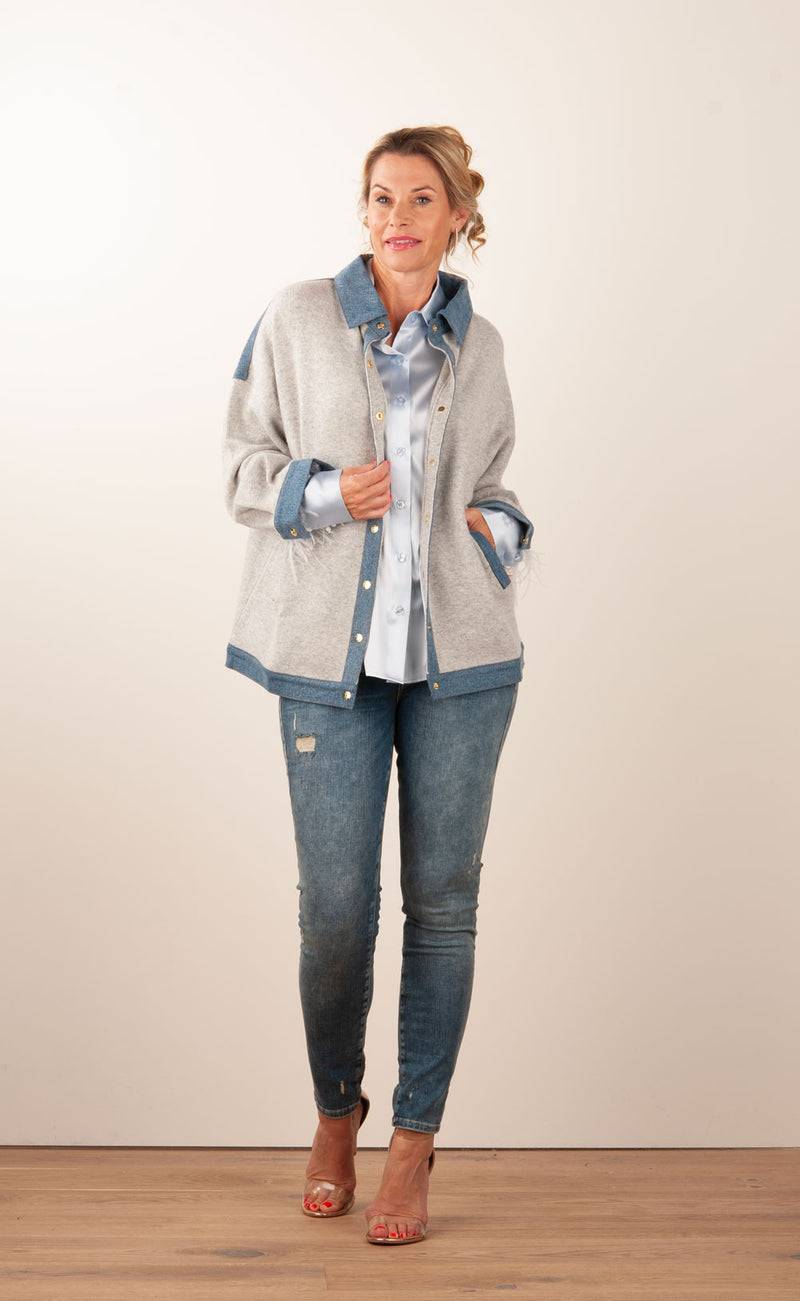 MAX & MOI Strickjacke Grau | Jeansblau