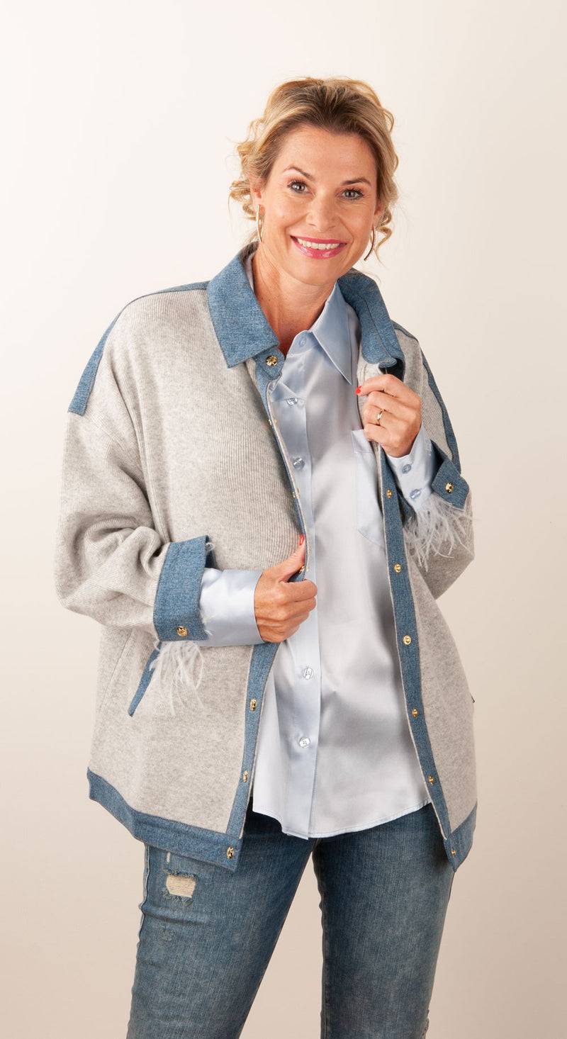 MAX & MOI Strickjacke Grau | Jeansblau