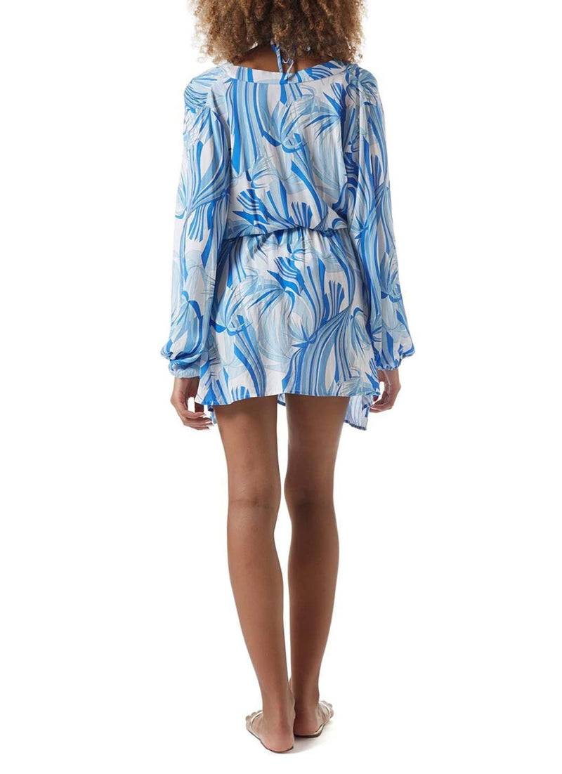 Melissa Odabash Kaftan „Bethany“ Weiß | Blau