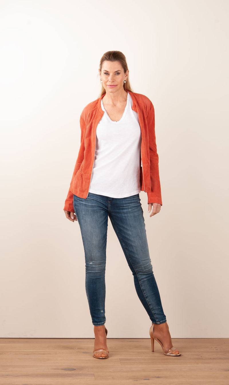 Milestone Lederjacke „Amora“ Koralle