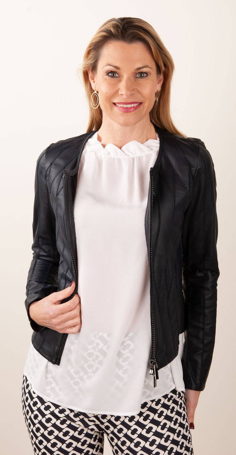 Milestone Lederjacke „Maddy“ Dunkelblau