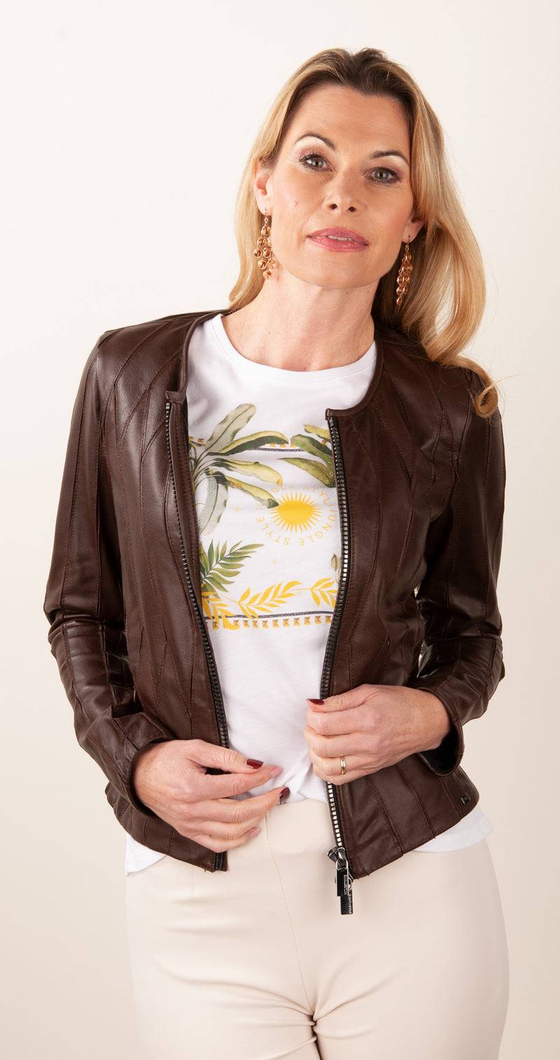 Milestone Lederjacke „Maddy“ Dunkelbraun