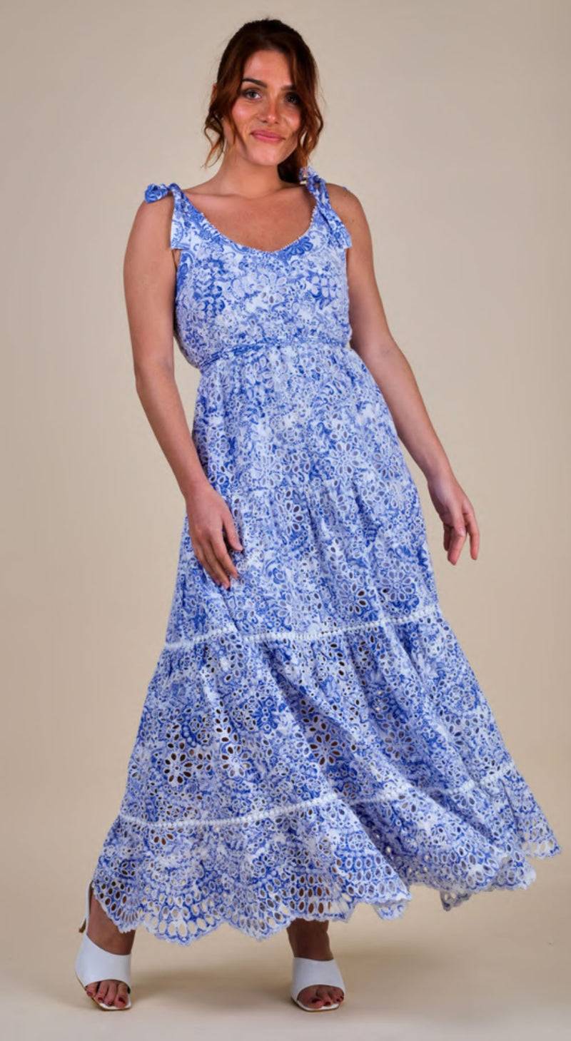 Miss June Kleid Blau | Weiß