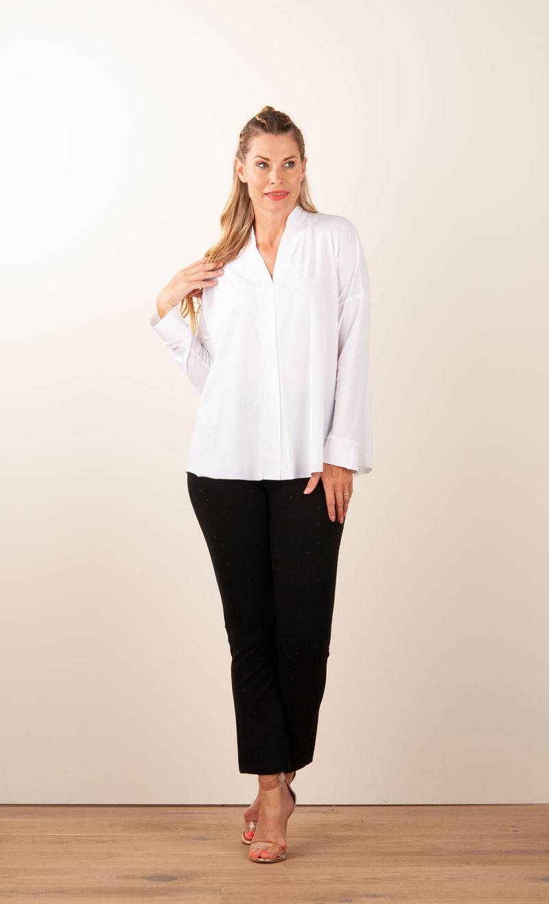 NineTo9 Weite Bluse Weiß