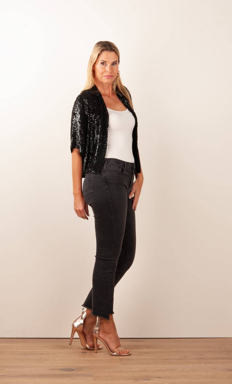 Pailletten Jacke „Glare“ Schwarz