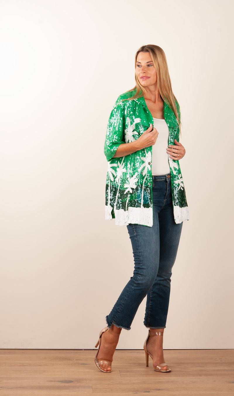 Pailletten Jacke „Gust“ Grün | Weiß