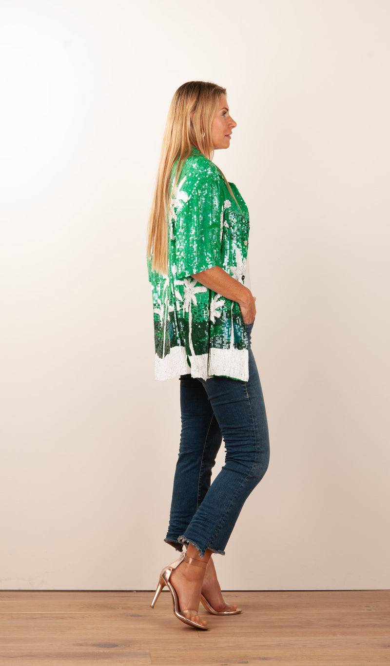 Pailletten Jacke „Gust“ Grün | Weiß