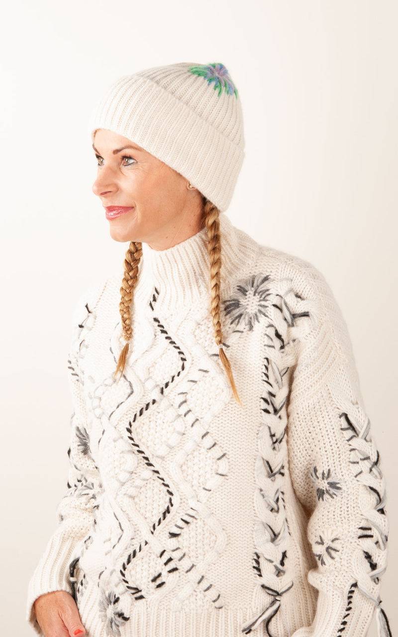 Paschwork Mütze Offwhite | Grün | Flieder | Blau