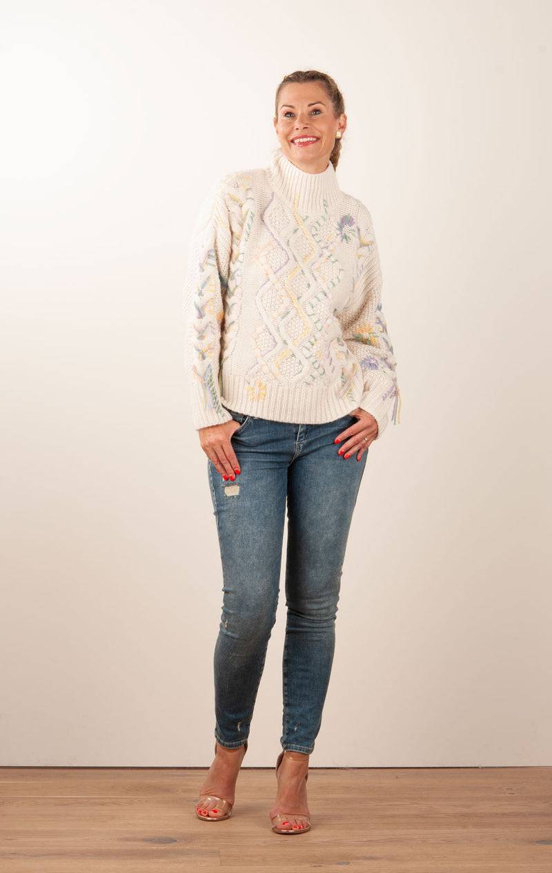 Paschwork Pullover Offwhite | Flieder | Gelb | Puder