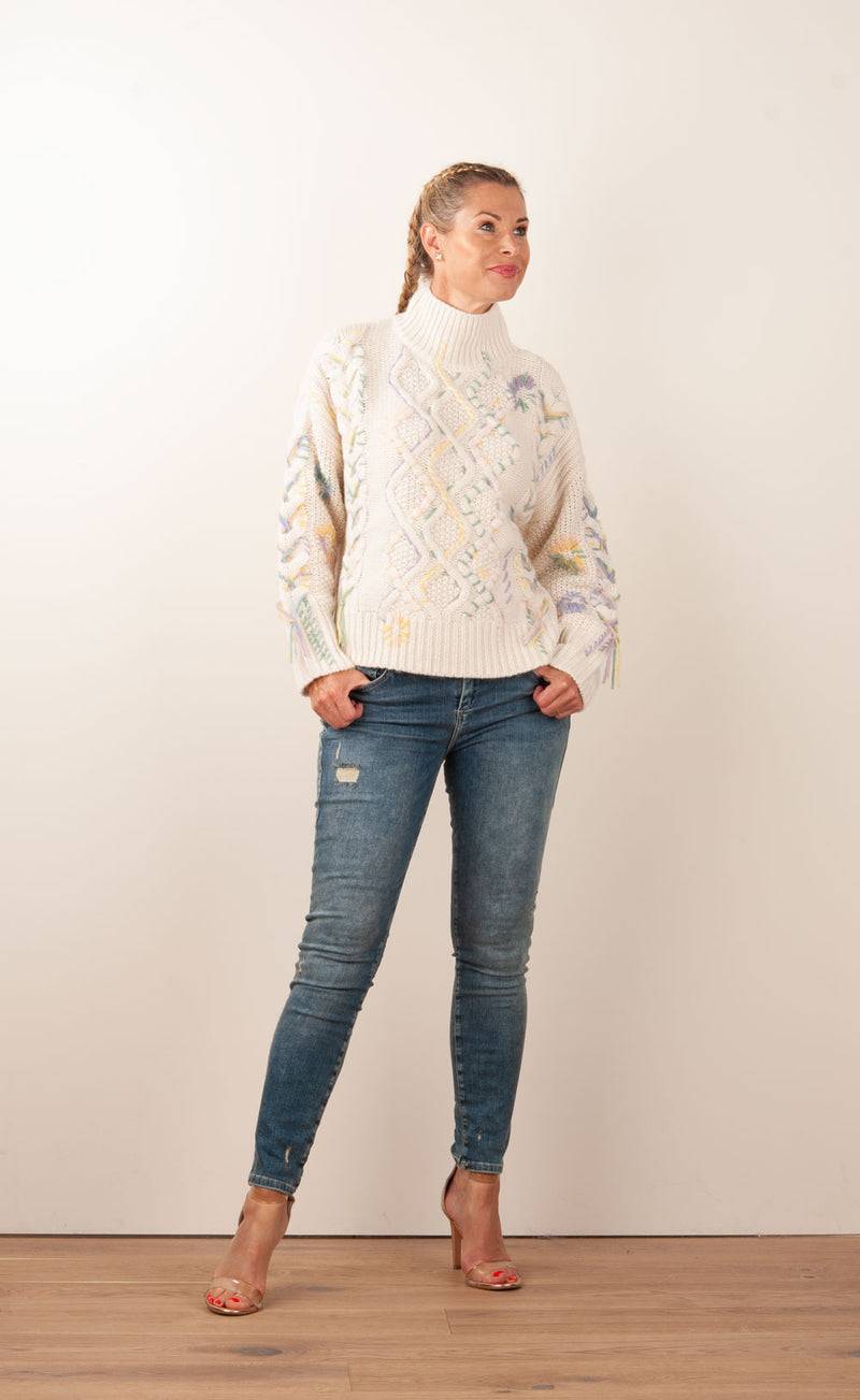 Paschwork Pullover Offwhite | Flieder | Gelb | Puder