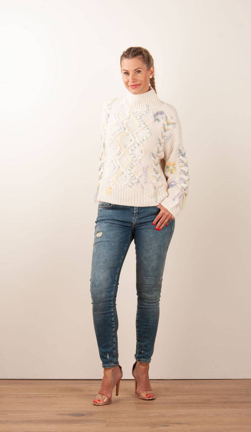 Paschwork Pullover Offwhite | Flieder | Gelb | Puder