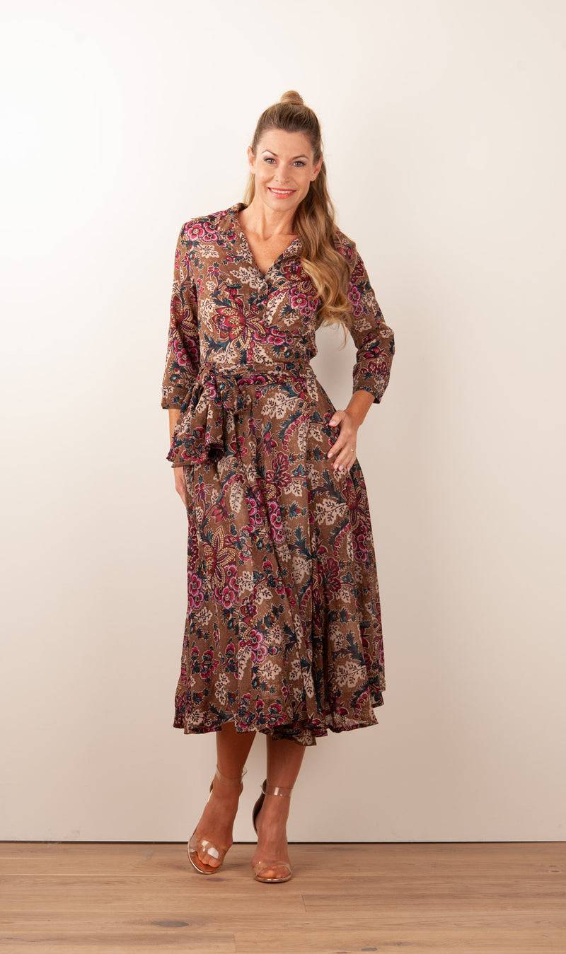 Samantha Sung Kleid „Olivia“ Braun | Multicolor