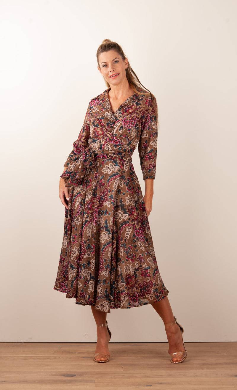 Samantha Sung Kleid „Olivia“ Braun | Multicolor