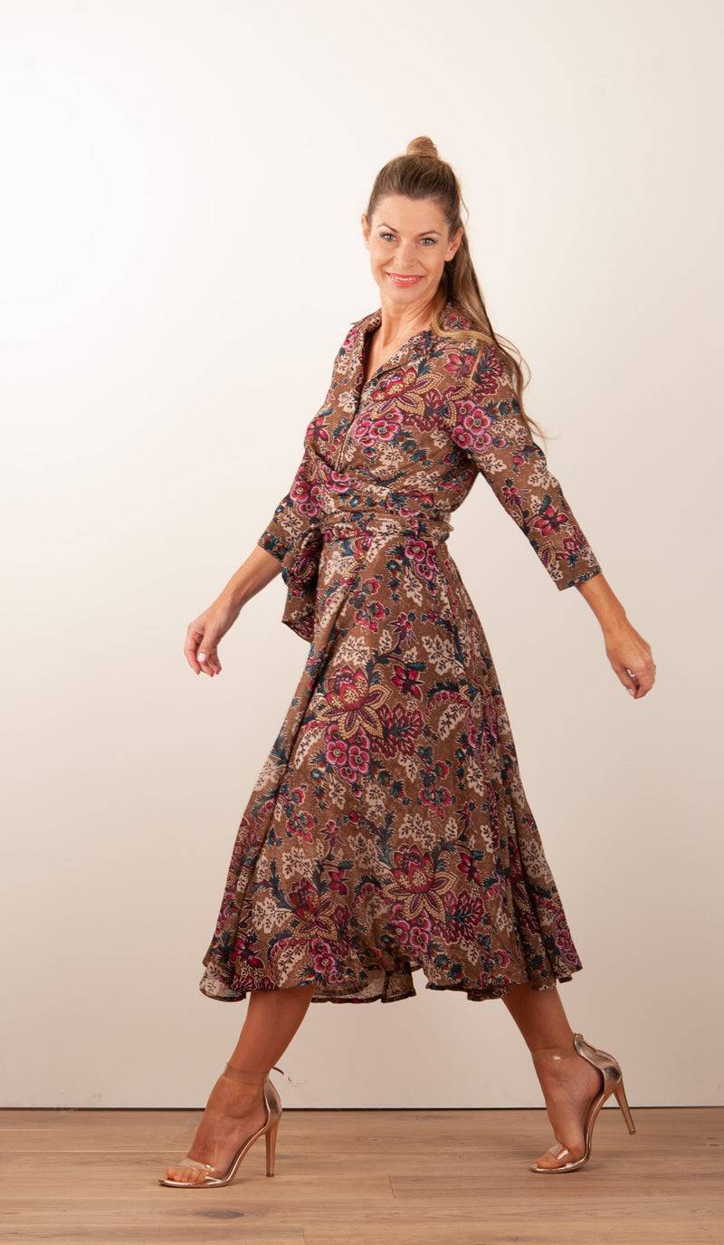 Samantha Sung Kleid „Olivia“ Braun | Multicolor